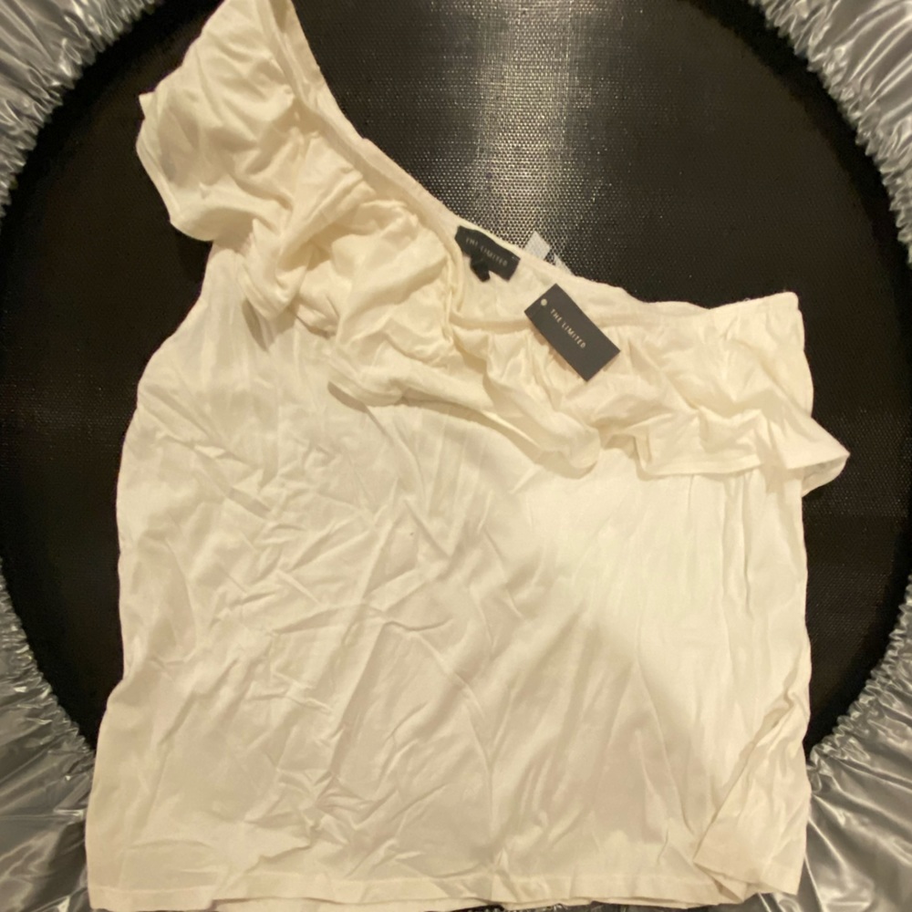 New with Tag The Limited One Shoulder Ruffle White Top- Size Large